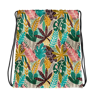 Exotic Floral [Apricot White] -- Drawstring Bag