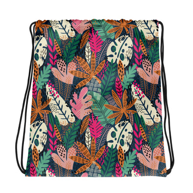 Exotic Floral [Arapawa Blue] -- Drawstring Bag