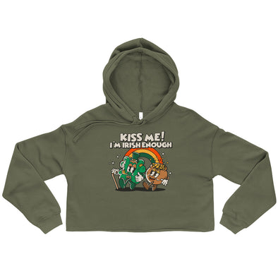 Kiss Me I'm Irish Enough -- Crop Hoodie